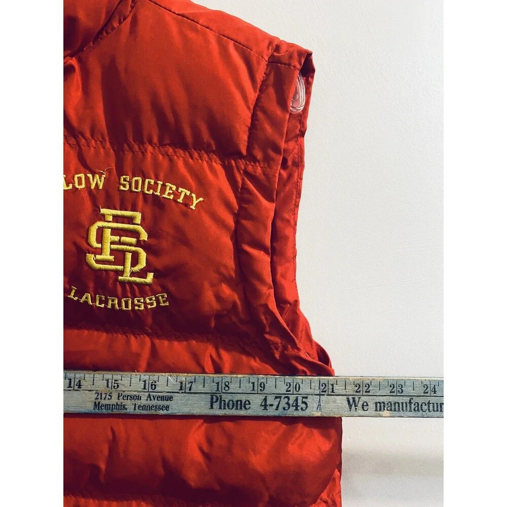 Flow Society Lacrosse Puffer Vest Boys Youth Size L Red Yellow Monkeys Graphics